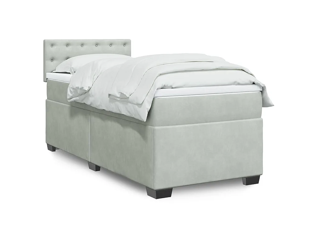 Sommier à lattes de lit et matelas Gris clair 80x200 cm Velours