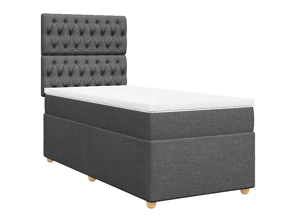 Sommier à lattes de lit avec matelas Gris foncé 100x200cm Tissu
