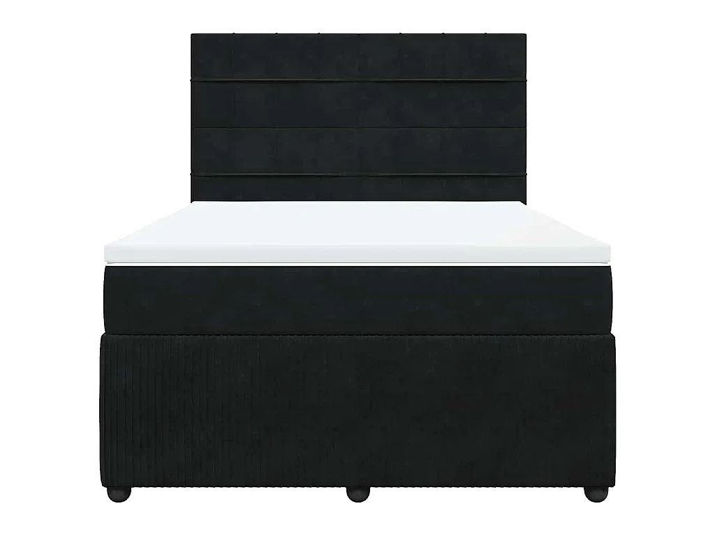 Cama box spring con colchón terciopelo negro 160x200 cm