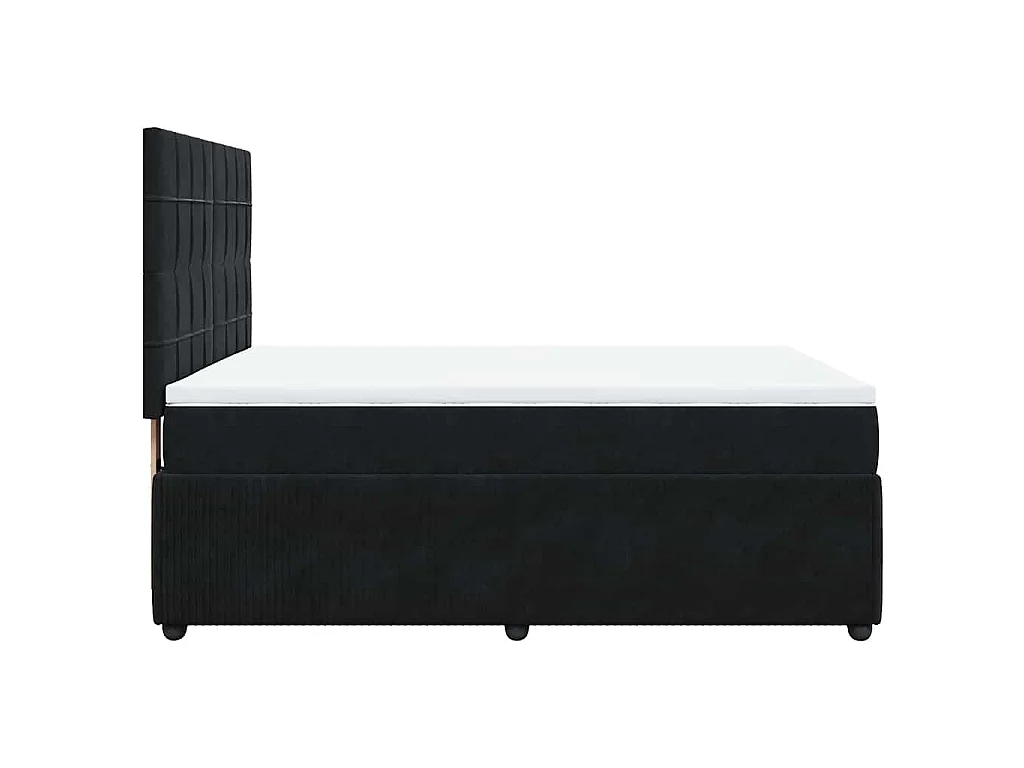 Cama box spring con colchón terciopelo negro 160x200 cm