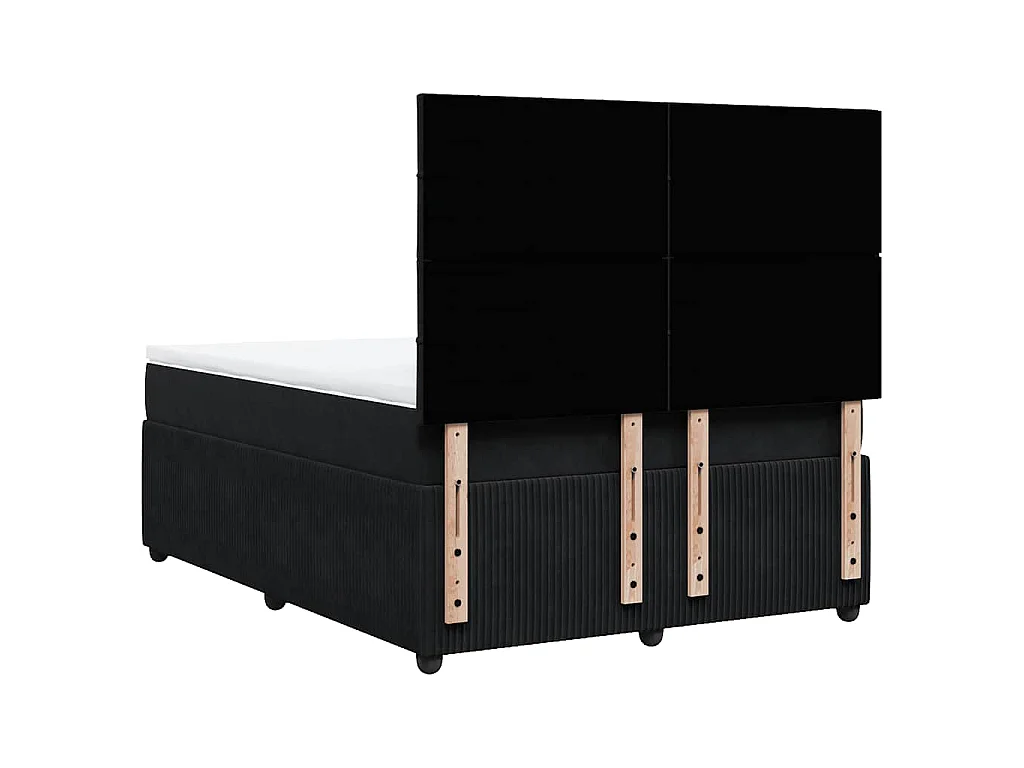 Cama box spring con colchón terciopelo negro 160x200 cm