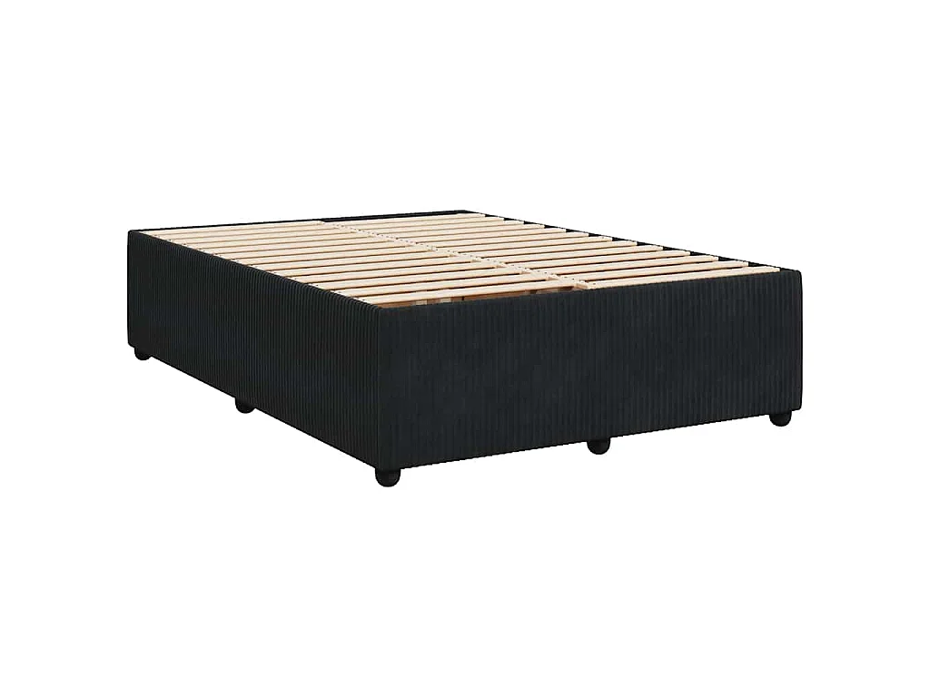 Cama box spring con colchón terciopelo negro 160x200 cm
