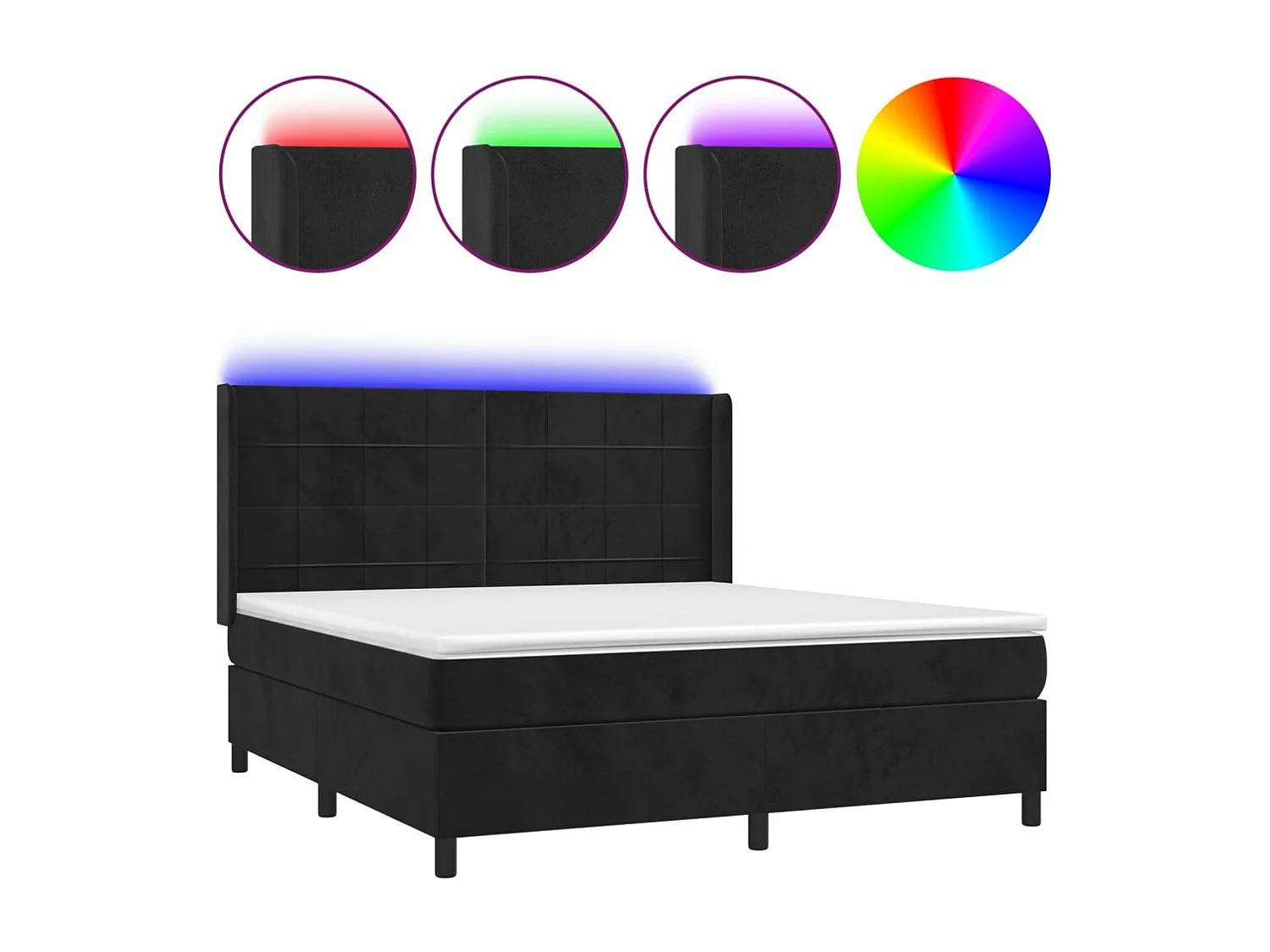 Boxspring met matras en LED fluweel zwart 160x200 cm