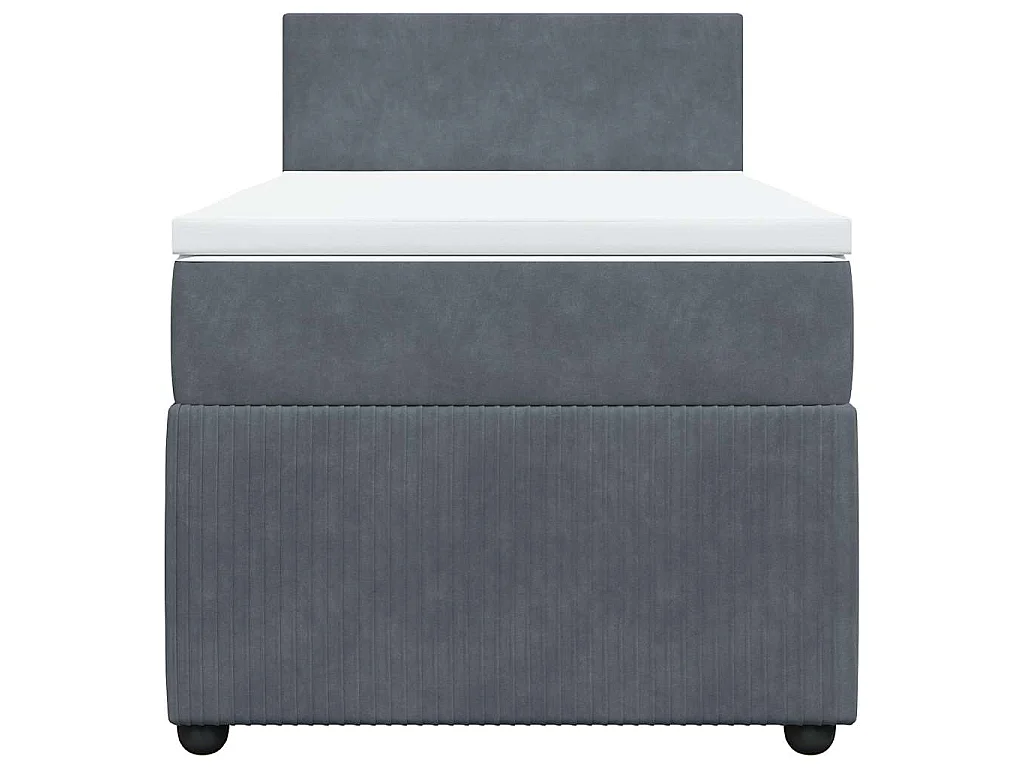 Cama box spring con colchón terciopelo gris oscuro 90x200 cm
