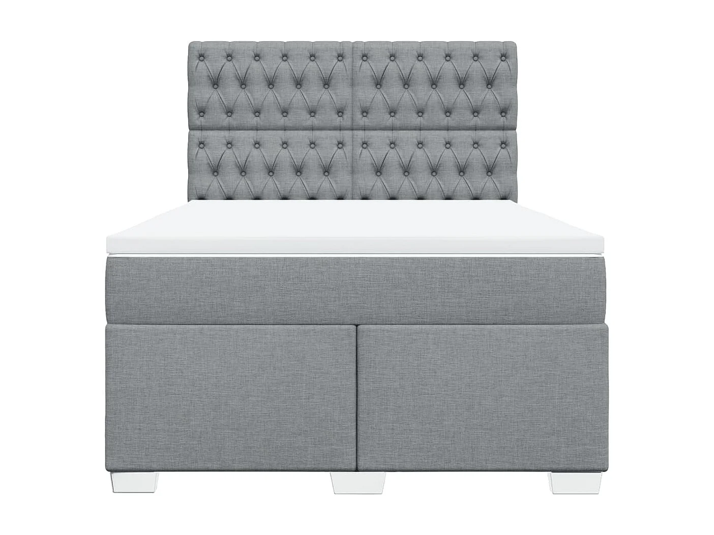 Cama box spring con colchón tela gris claro 160x200 cm