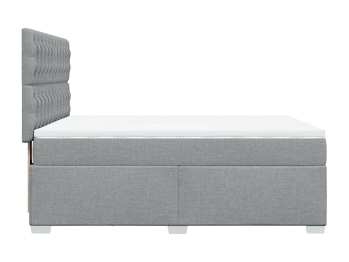 Cama box spring con colchón tela gris claro 160x200 cm