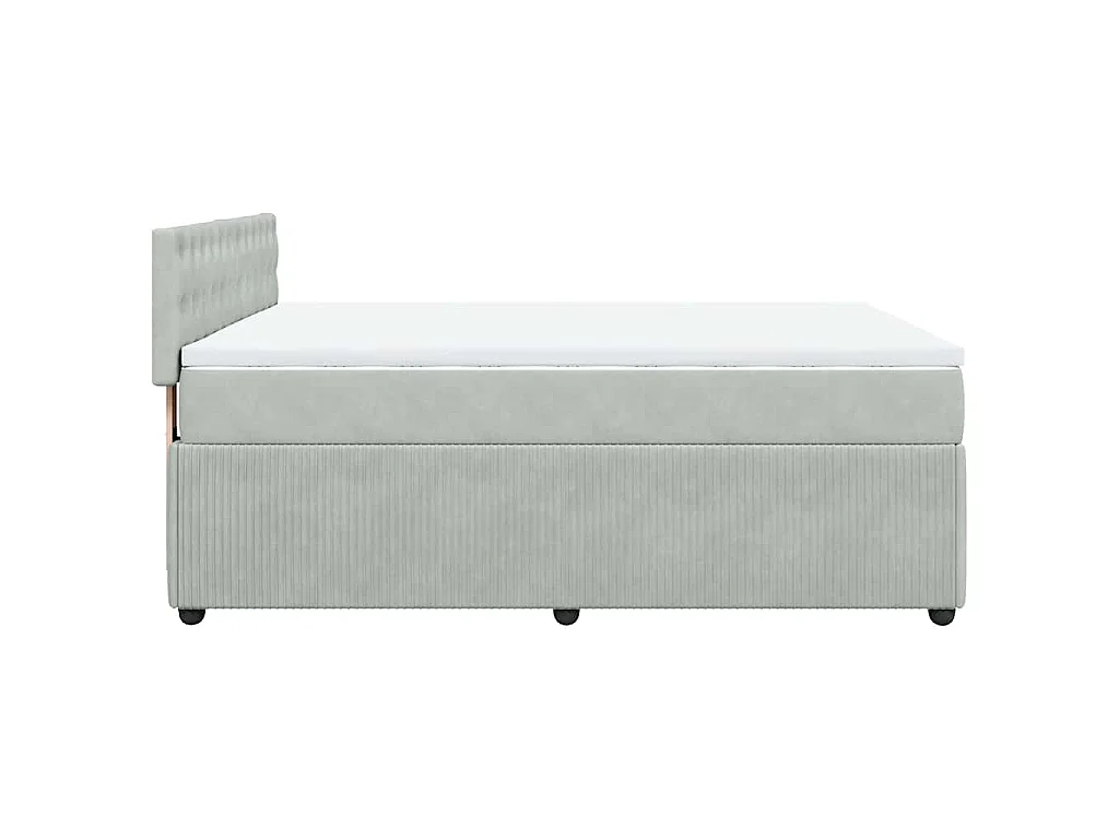 Cama box spring con colchón terciopelo gris claro 160x200 cm
