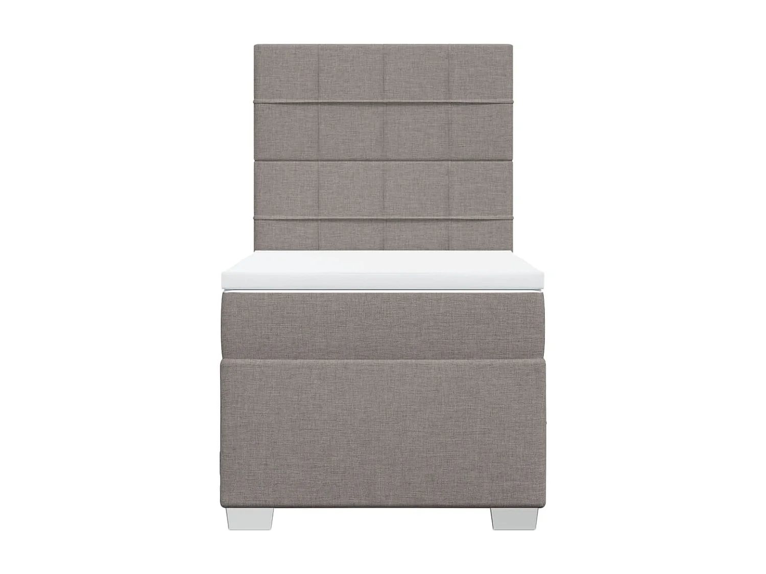 Cama box spring con colchón tela gris taupe 90x190 cm
