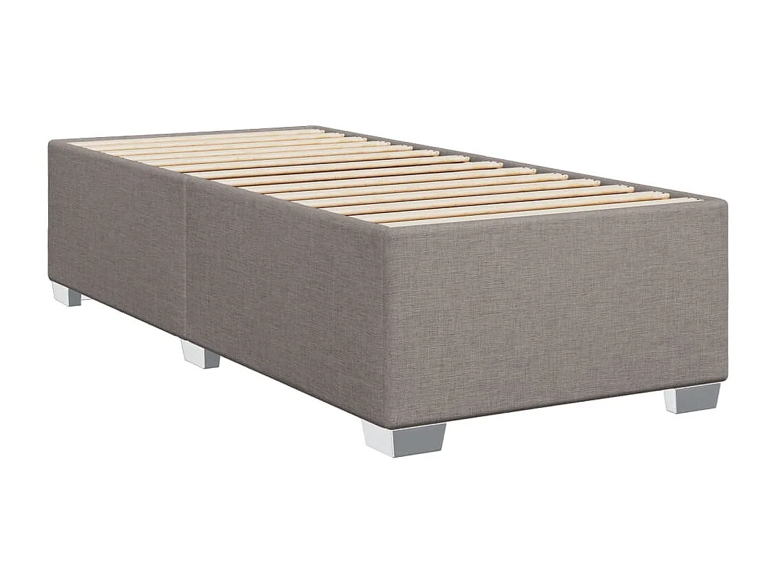 Cama box spring con colchón tela gris taupe 90x190 cm