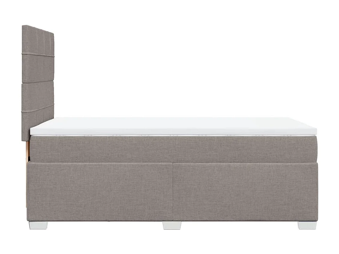 Cama box spring con colchón tela gris taupe 90x190 cm