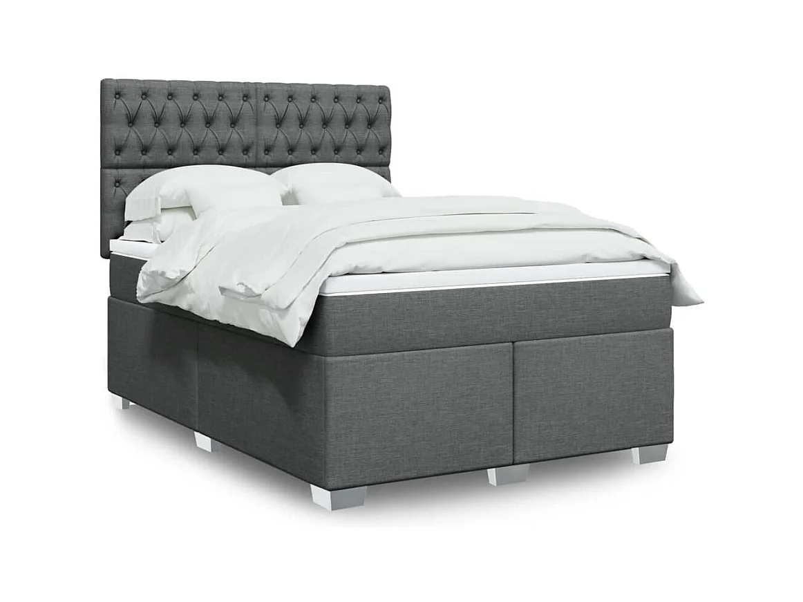 Sommier à lattes de lit avec matelas Gris foncé 160x200cm Tissu