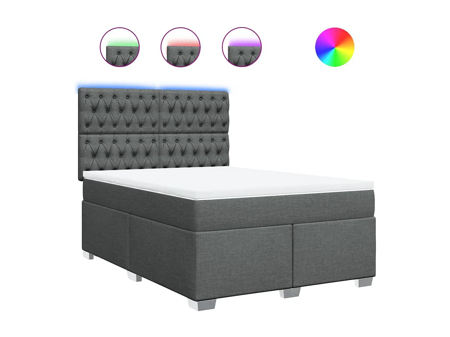 Sommier à lattes de lit avec matelas Gris foncé 160x200cm Tissu