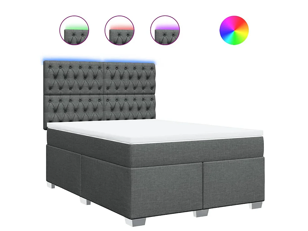 Cama box spring con colchón tela gris oscuro 160x200 cm