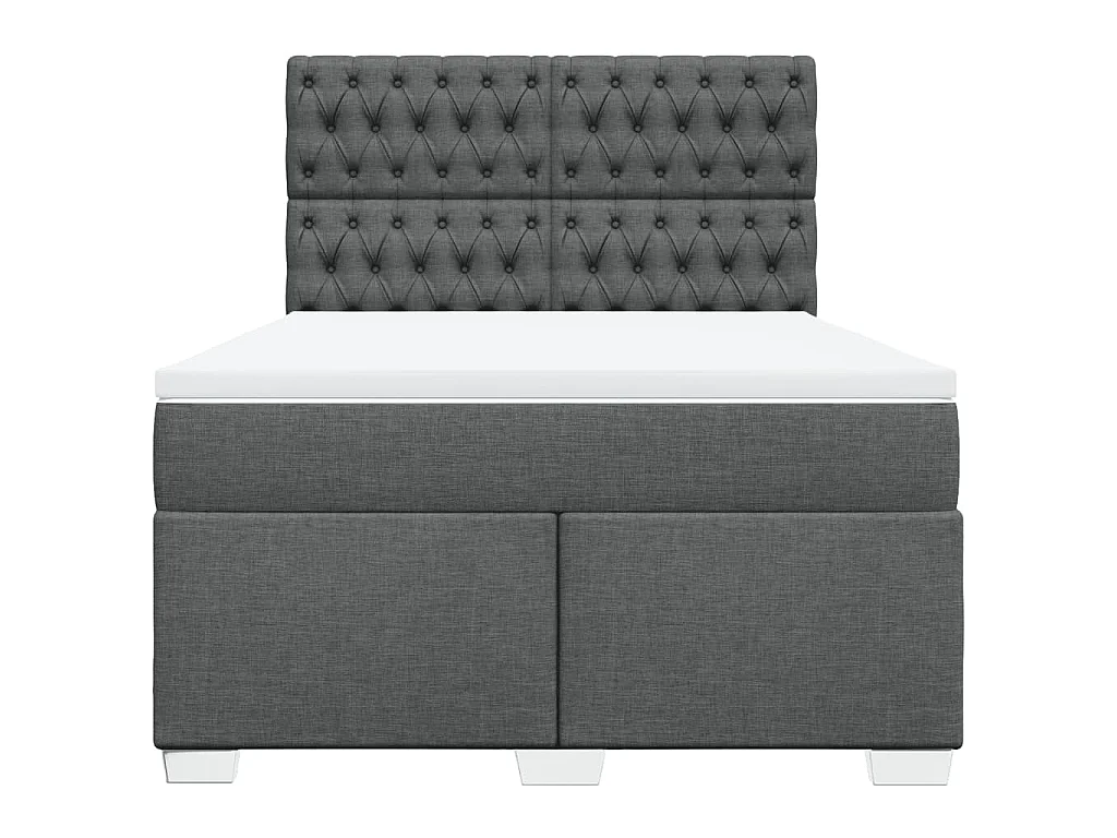 Cama box spring con colchón tela gris oscuro 160x200 cm