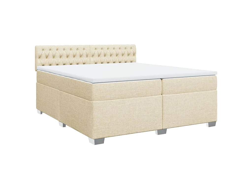 Boxspringbett mit Matratze Creme 200x200 cm Stoff
