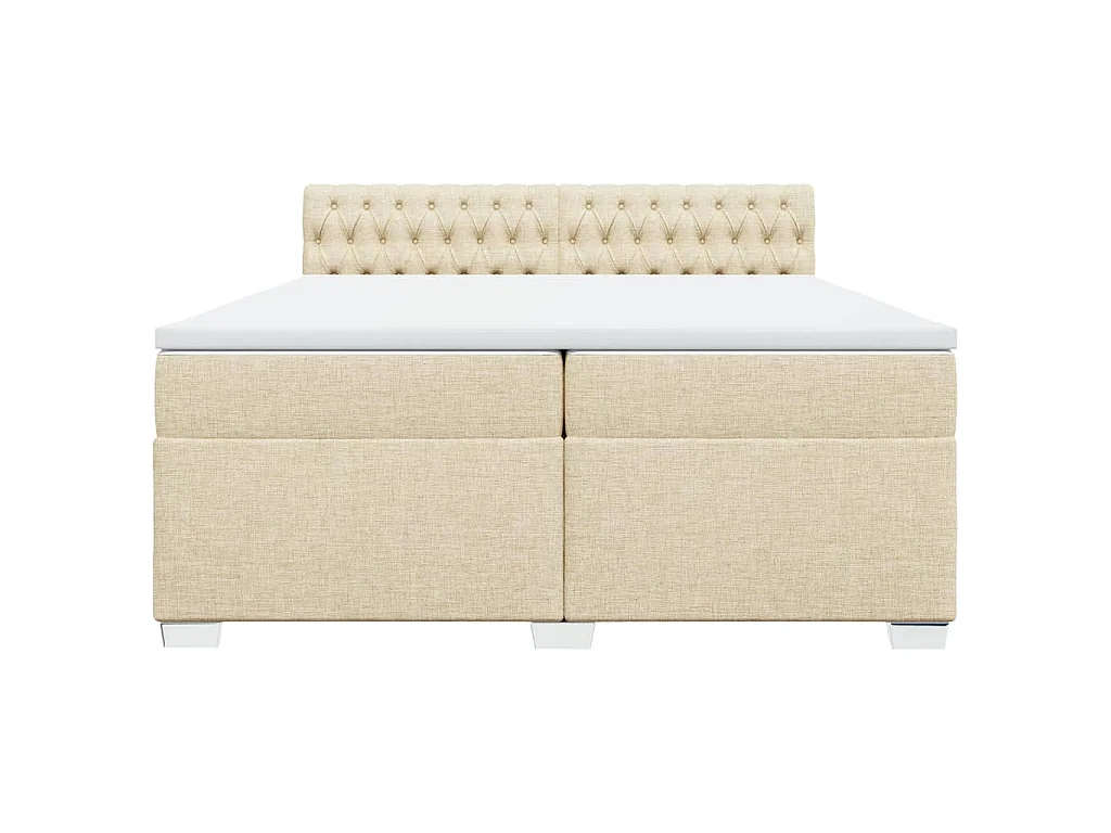 Boxspringbett mit Matratze Creme 200x200 cm Stoff