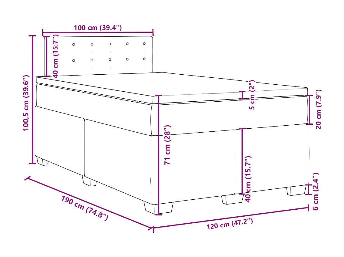 Boxspring met matras kunstleer grijs 120x190 cm