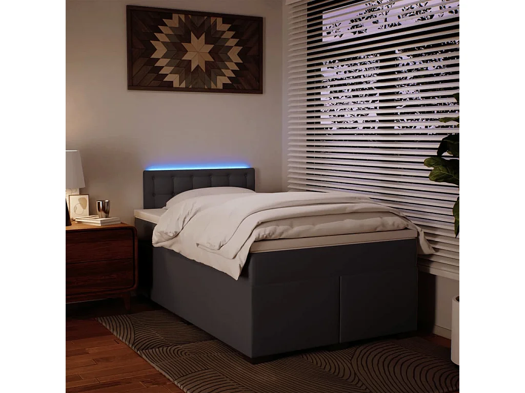 Boxspring met matras kunstleer grijs 120x190 cm