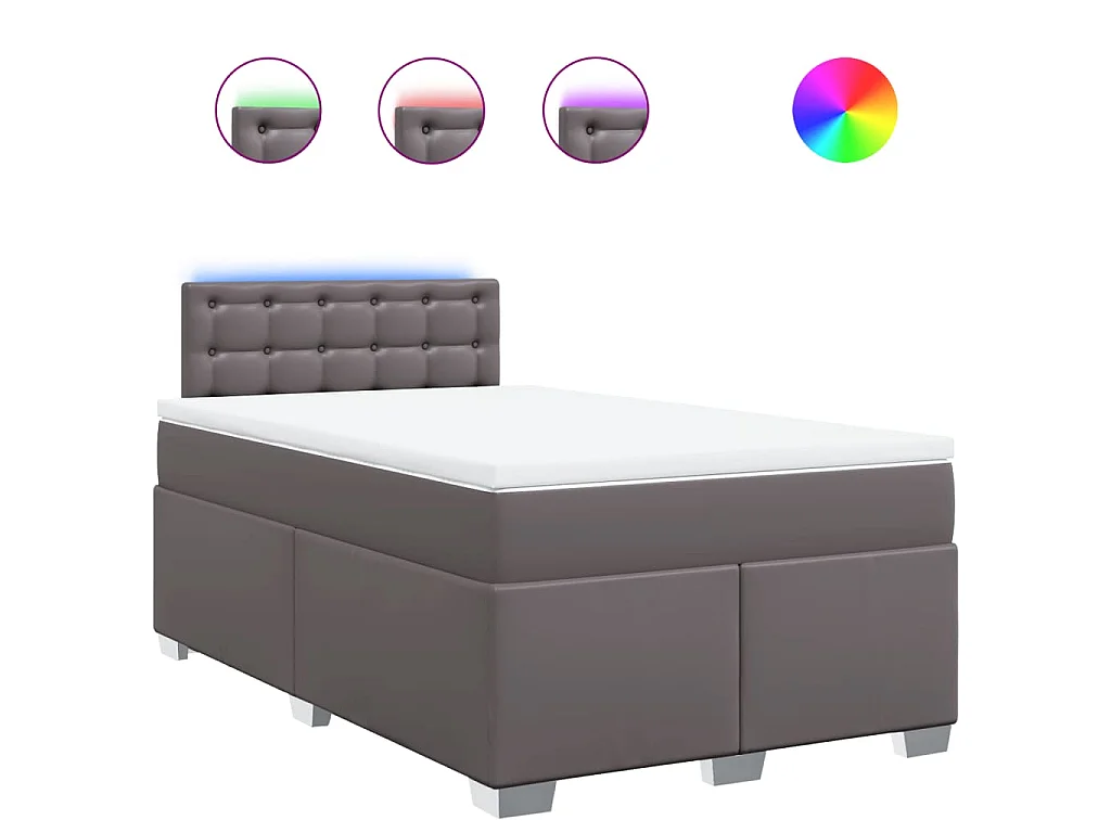 Boxspring met matras kunstleer grijs 120x190 cm