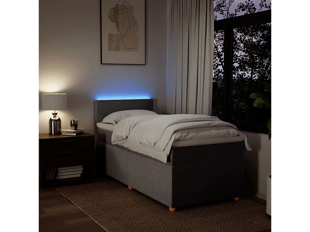 Sommier à lattes de lit avec matelas Taupe 100x200 cm Tissu