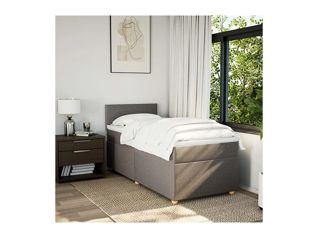 Boxspring met matras stof taupe 100x200 cm