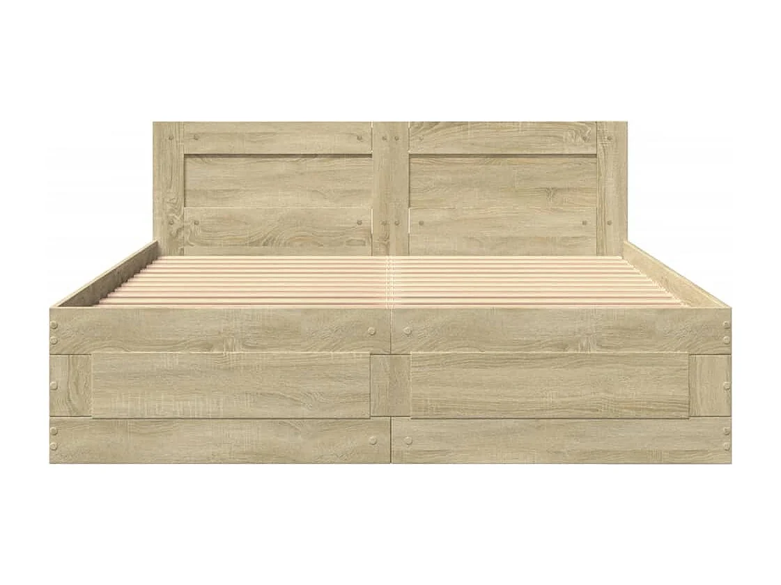 Cadre de lit et tête de lit sans matelas chêne sonoma 140x190cm