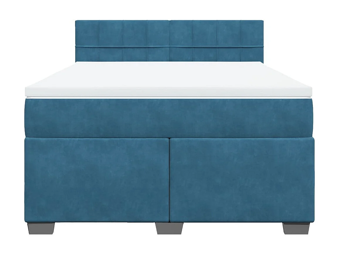 Boxspringbett mit Matratze Blau 160x200 cm Samt