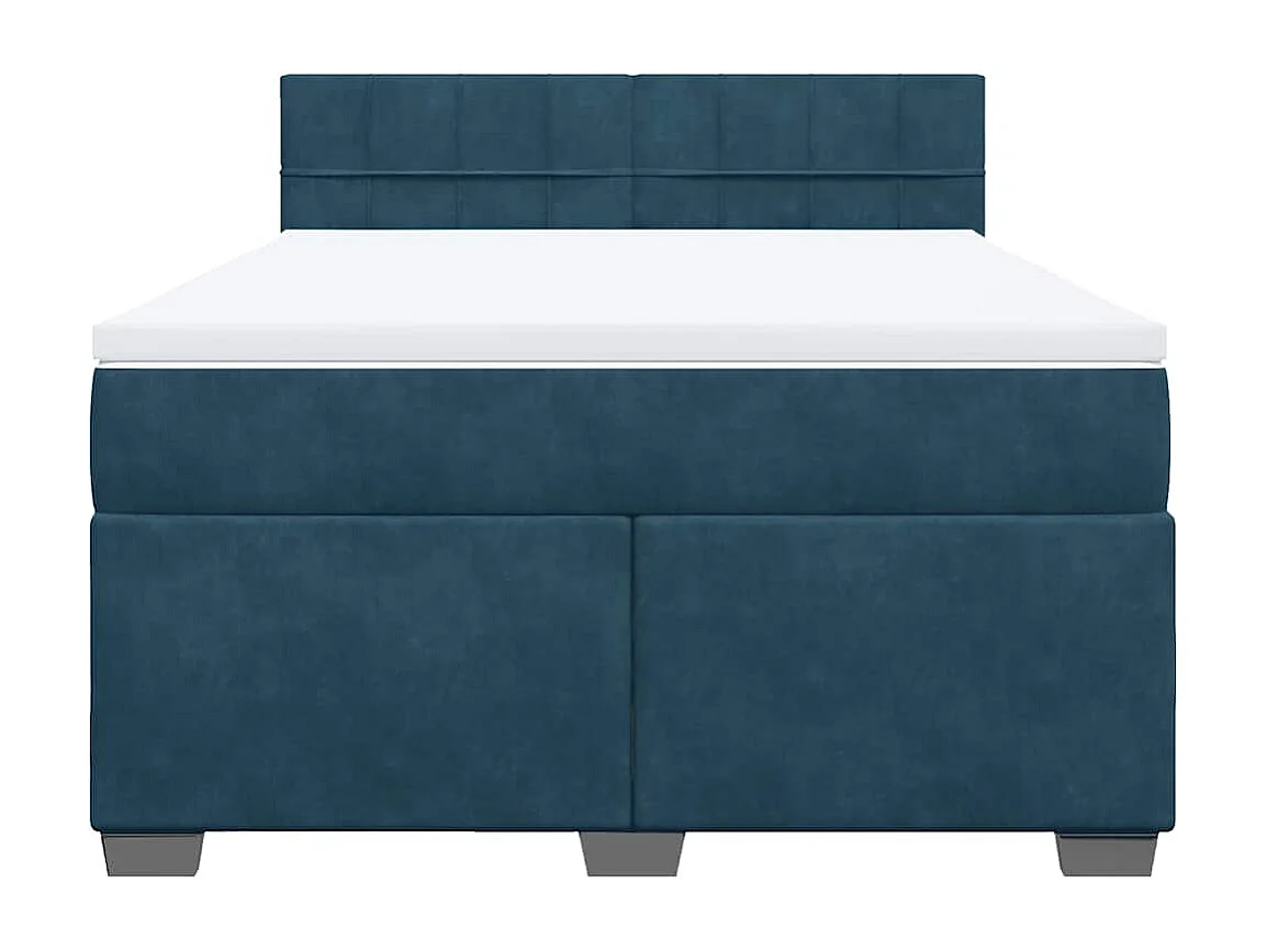 Sommier à lattes de lit et matelas bleu 160x200 cm velours