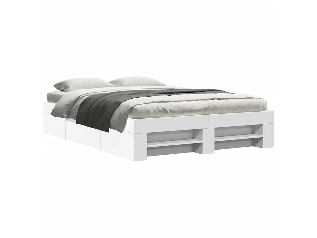 Cadre de lit sans matelas blanc 135x190 cm bois d'ingénierie