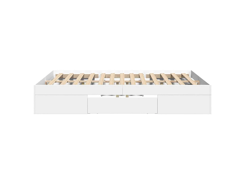 Cadre de lit sans matelas blanc 135x190 cm bois d'ingénierie