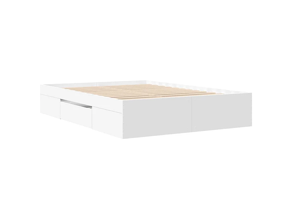 Cadre de lit sans matelas blanc 135x190 cm bois d'ingénierie