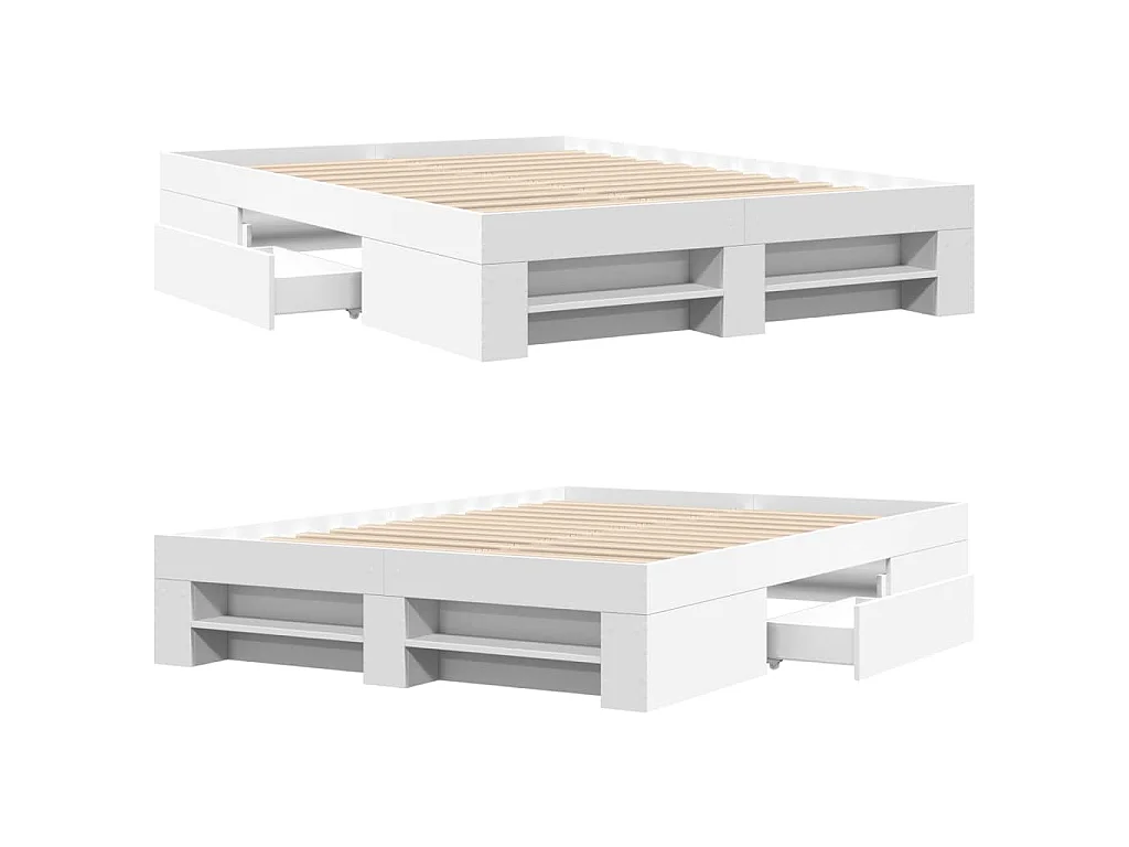 Cadre de lit sans matelas blanc 135x190 cm bois d'ingénierie