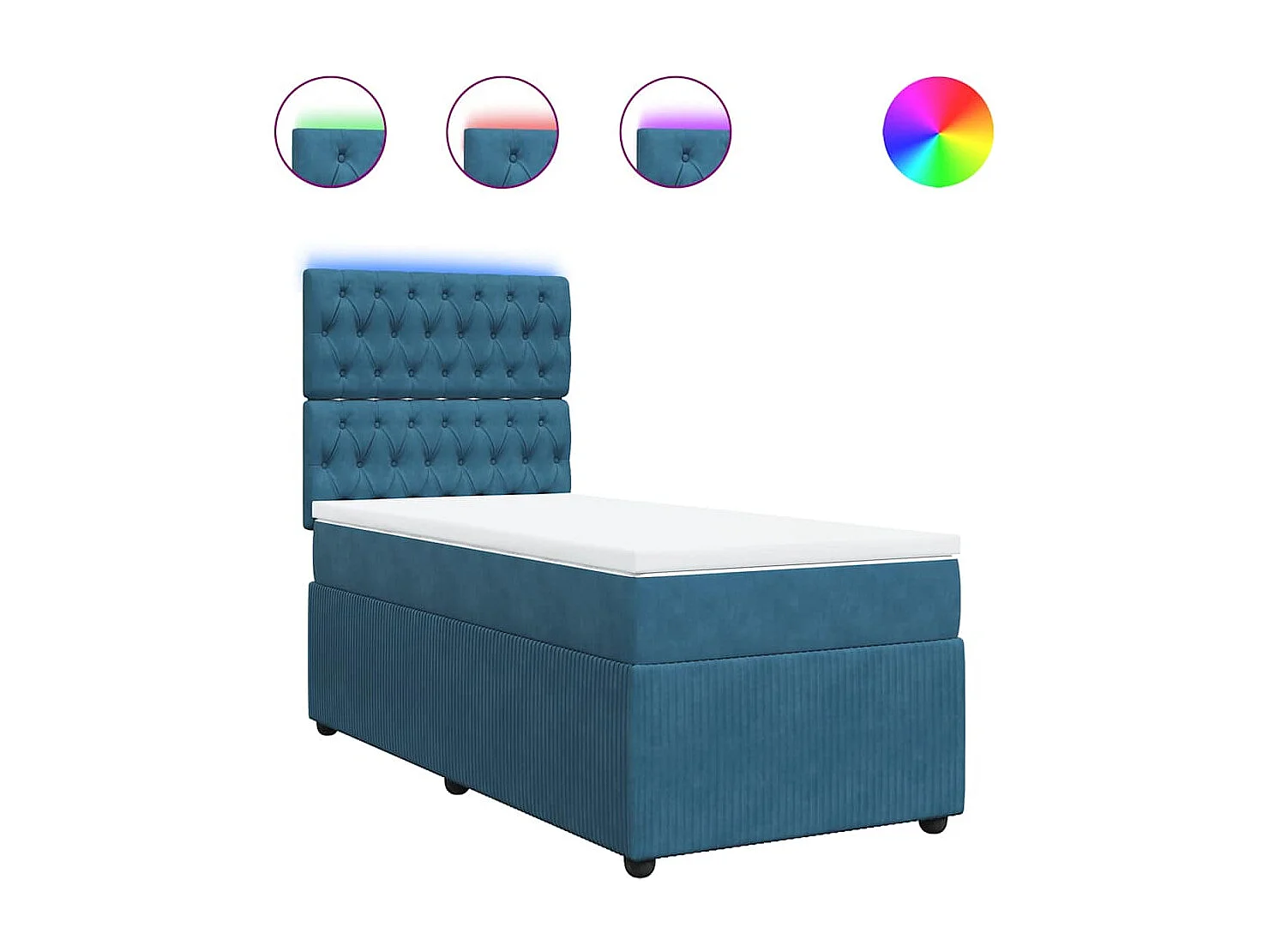 Cama boxspring com colchão 80x200 cm veludo azul