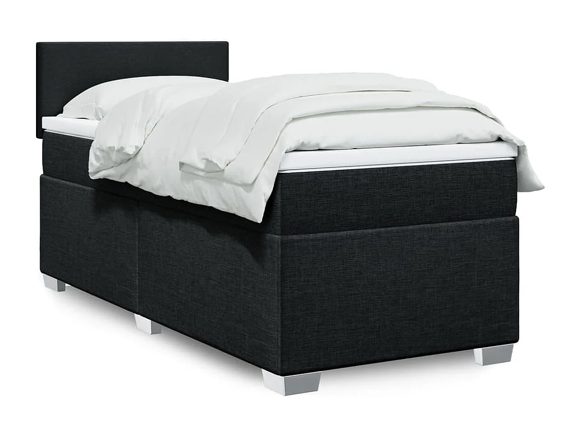 Giroletto a Molle con Materasso Nero 90x190 cm in Tessuto