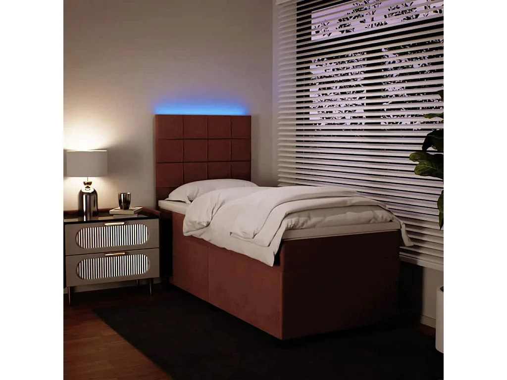 Cama box spring con colchón terciopelo rosa 100x200 cm