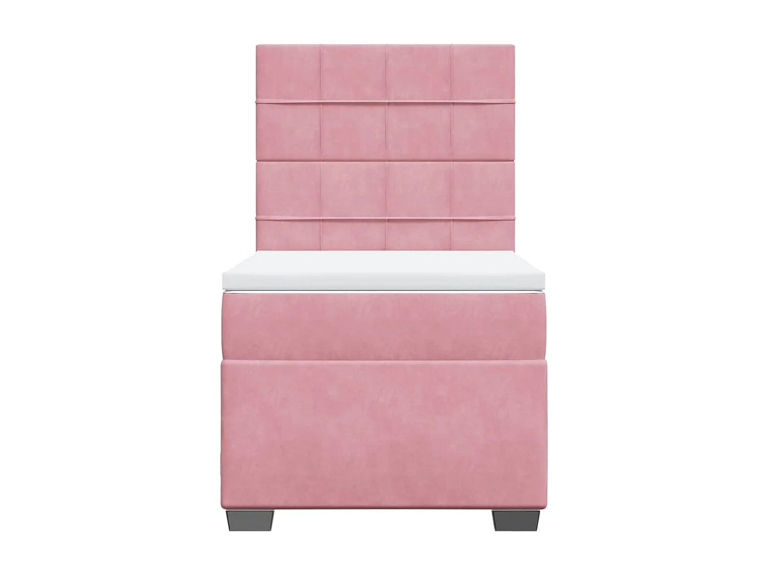 Cama box spring con colchón terciopelo rosa 100x200 cm