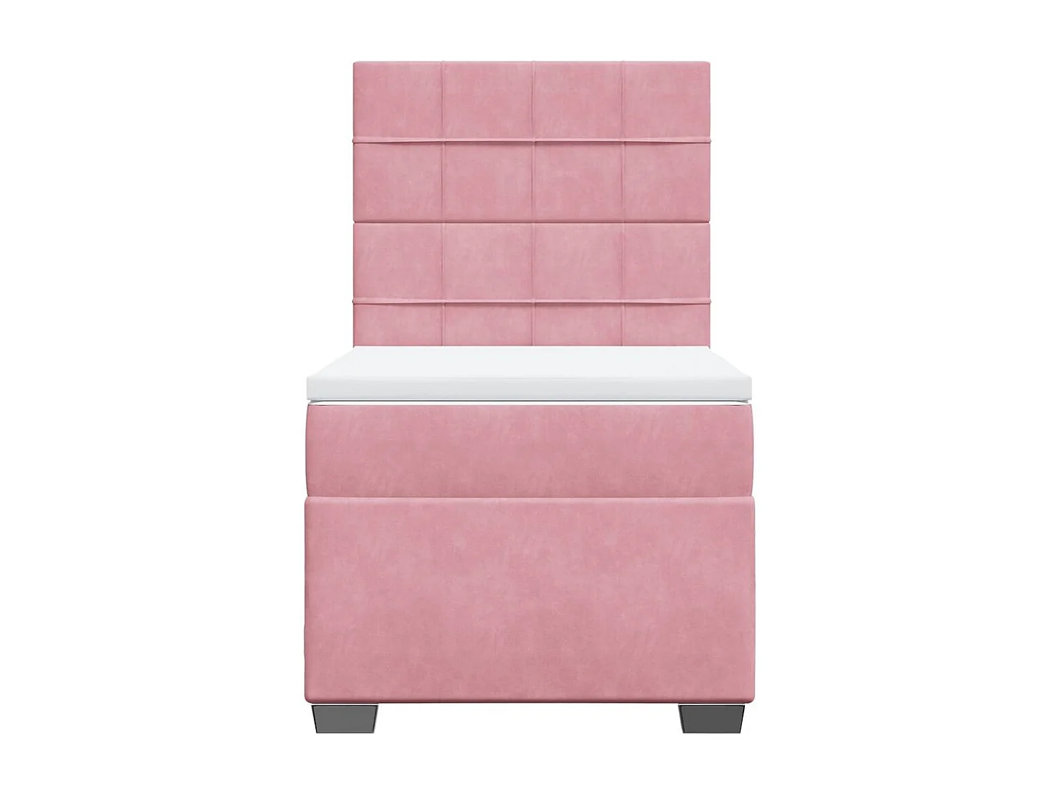 Cama box spring con colchón terciopelo rosa 100x200 cm