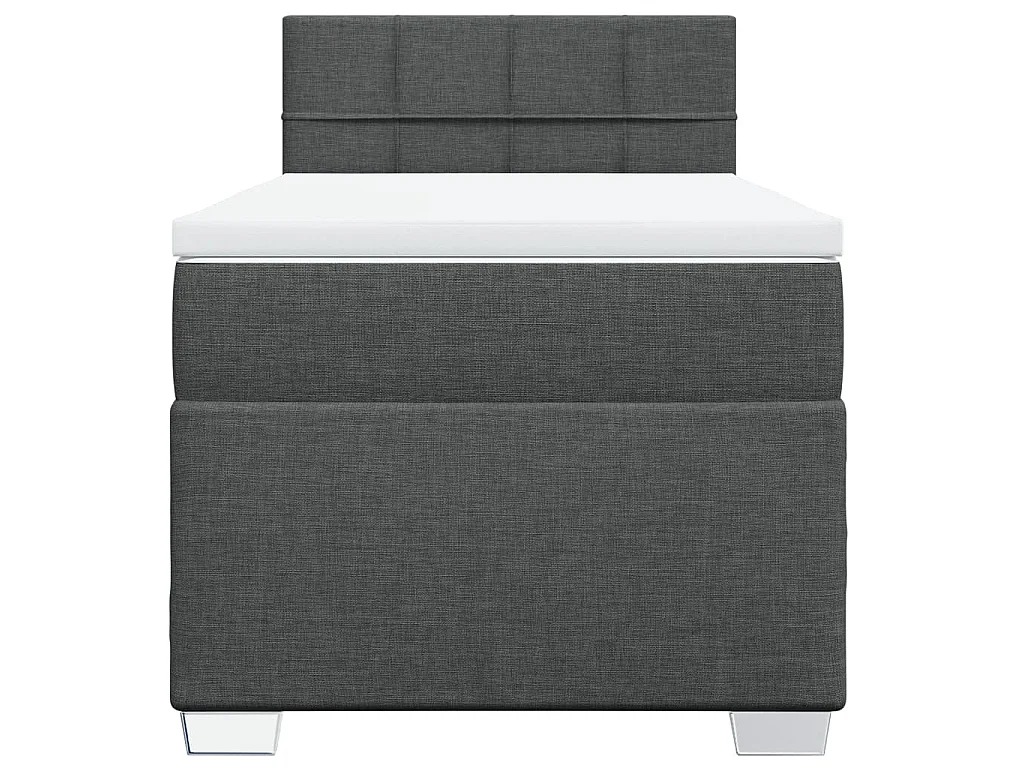 Cama box spring con colchón tela gris oscuro 80x200 cm