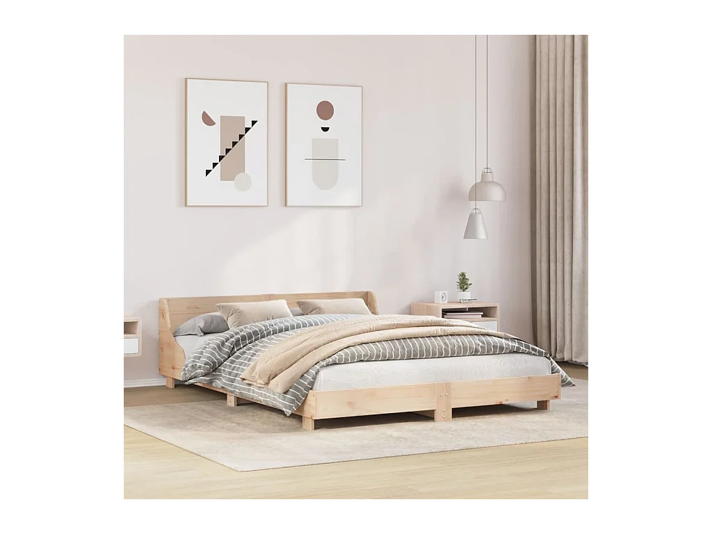 Cadre de lit sans matelas 135x190 cm bois de pin massif