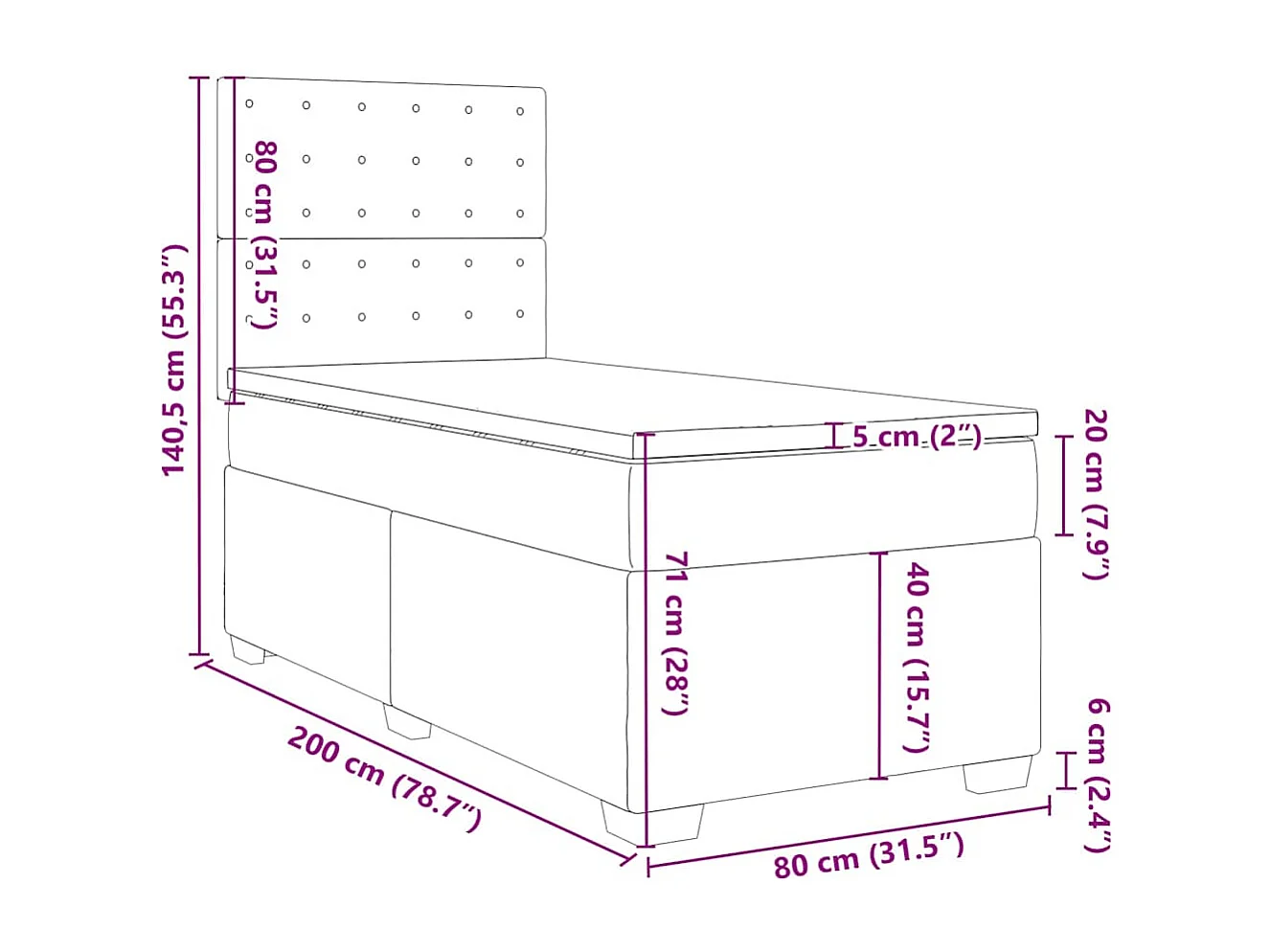 Boxspring met matras fluweel donkergroen 80x200 cm