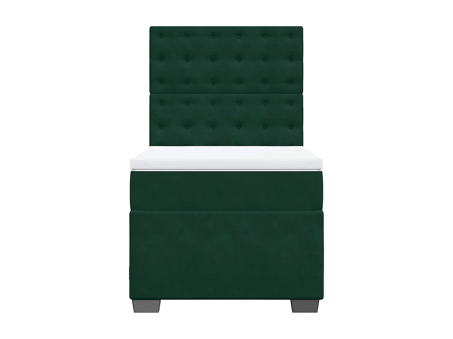 Cama box spring con colchón terciopelo verde oscuro 80x200 cm
