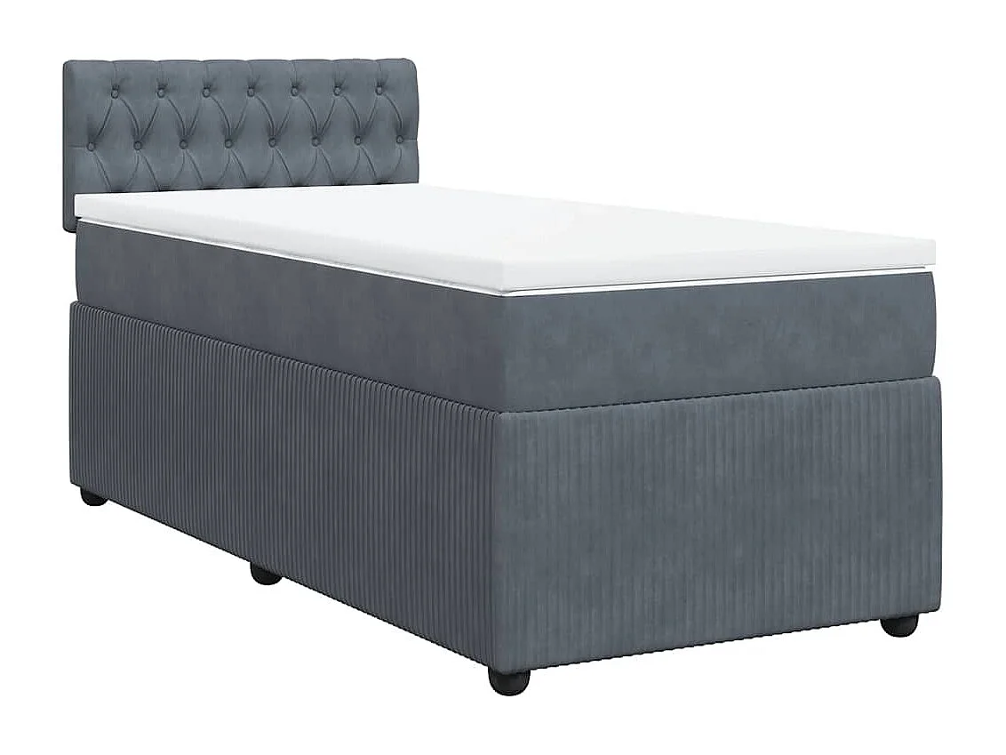 Sommier à lattes de lit et matelas Gris foncé 90x200 cm Velours
