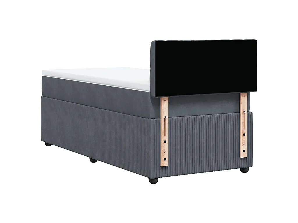 Cama com molas/colchão 90x200 cm veludo cinza-escuro