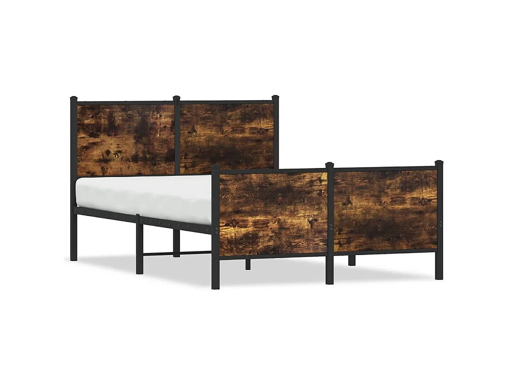 Cadre de lit en métal sans matelas chêne fumé 120x200 cm