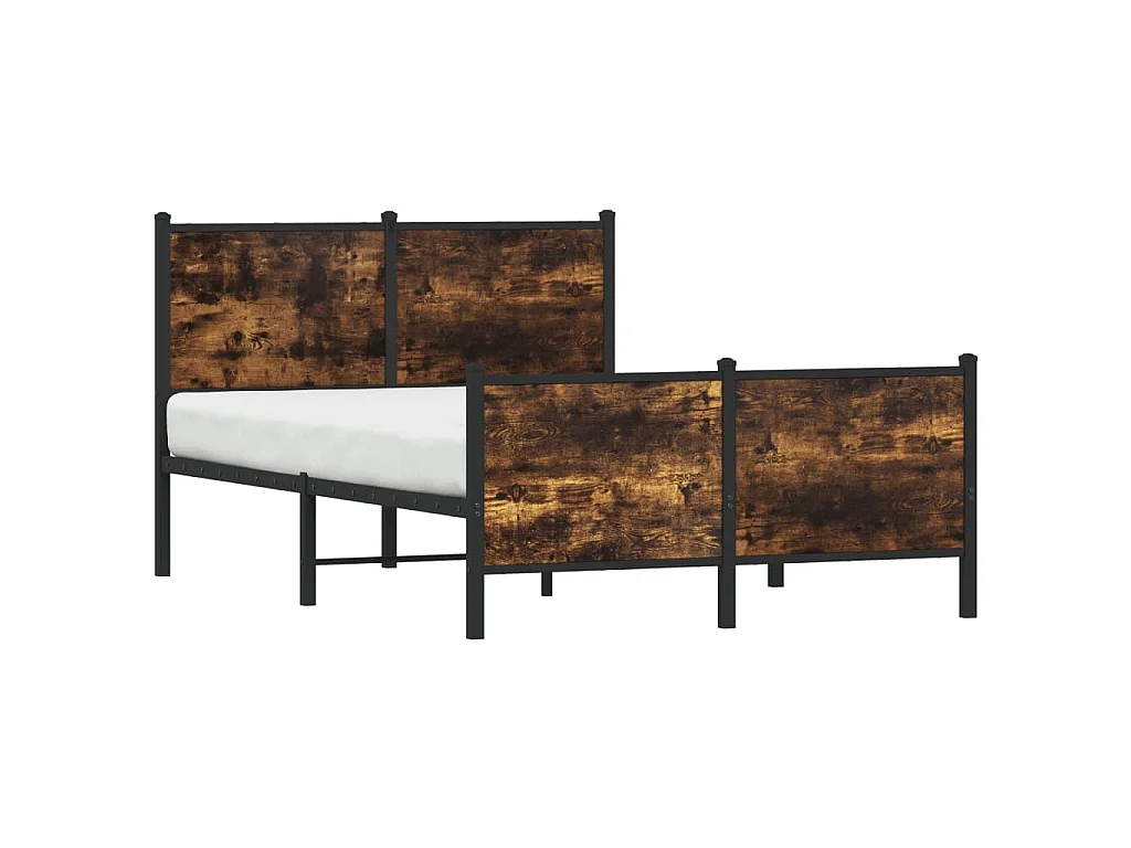 Cadre de lit en métal sans matelas chêne fumé 120x200 cm