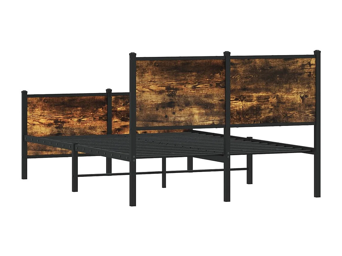 Cadre de lit en métal sans matelas chêne fumé 120x200 cm