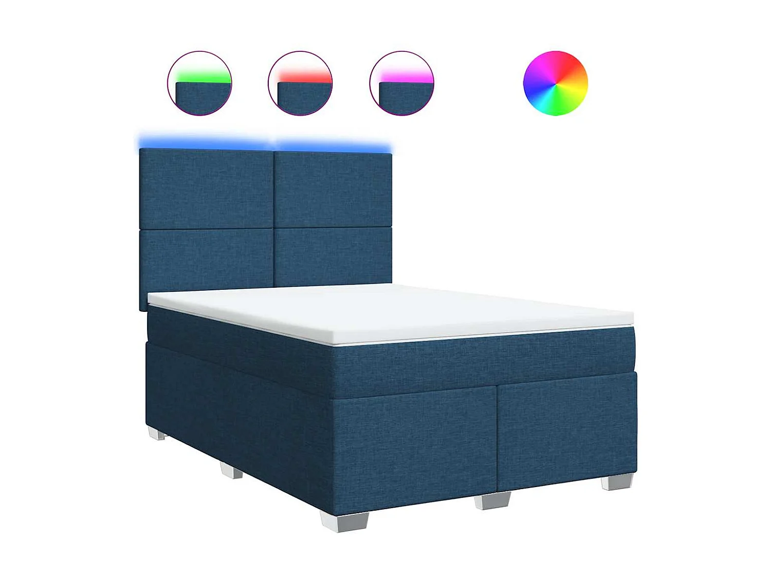 Boxspring met matras stof blauw 140x190 cm