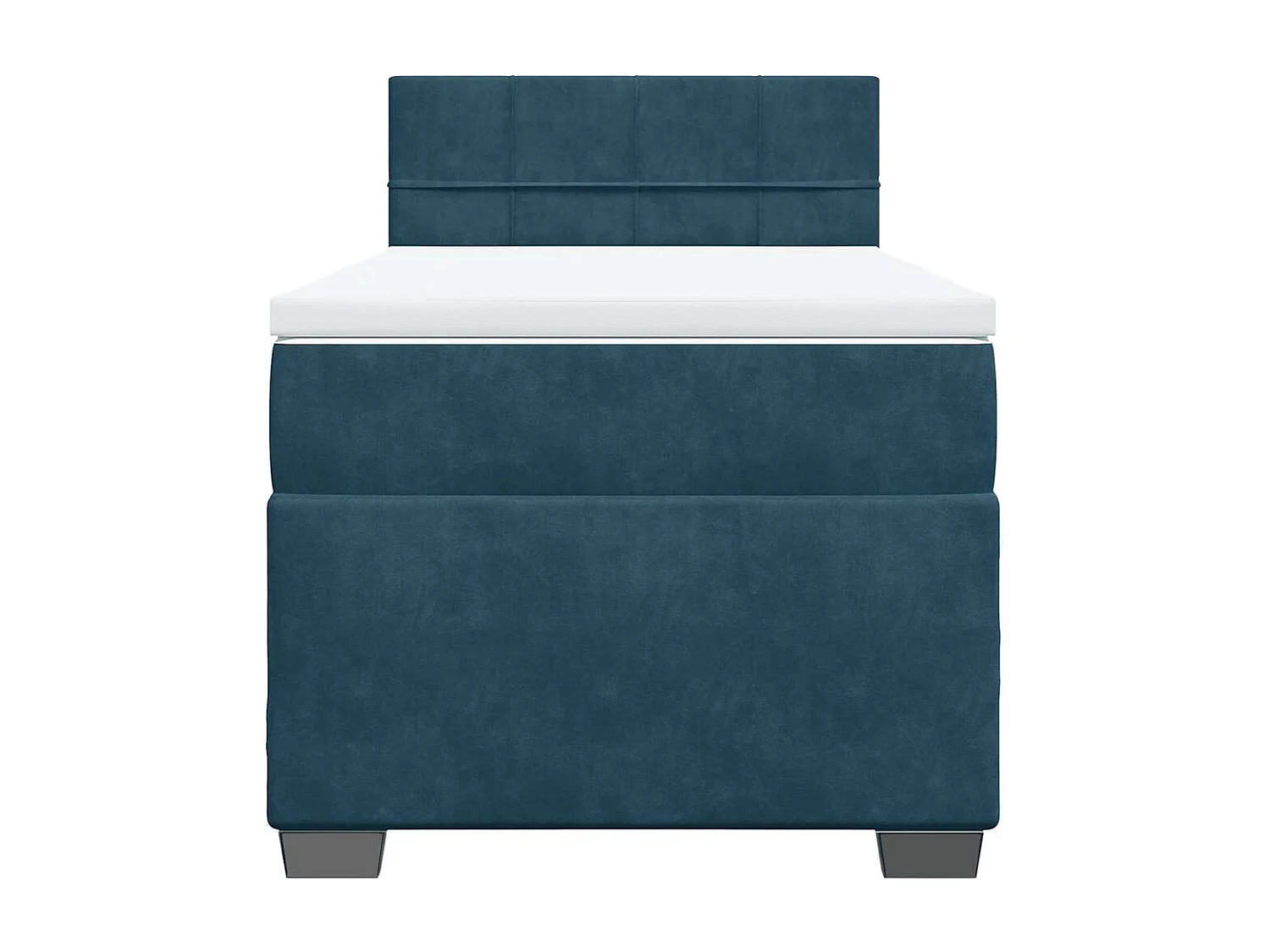 Cama box spring con colchón terciopelo azul oscuro 90x190 cm