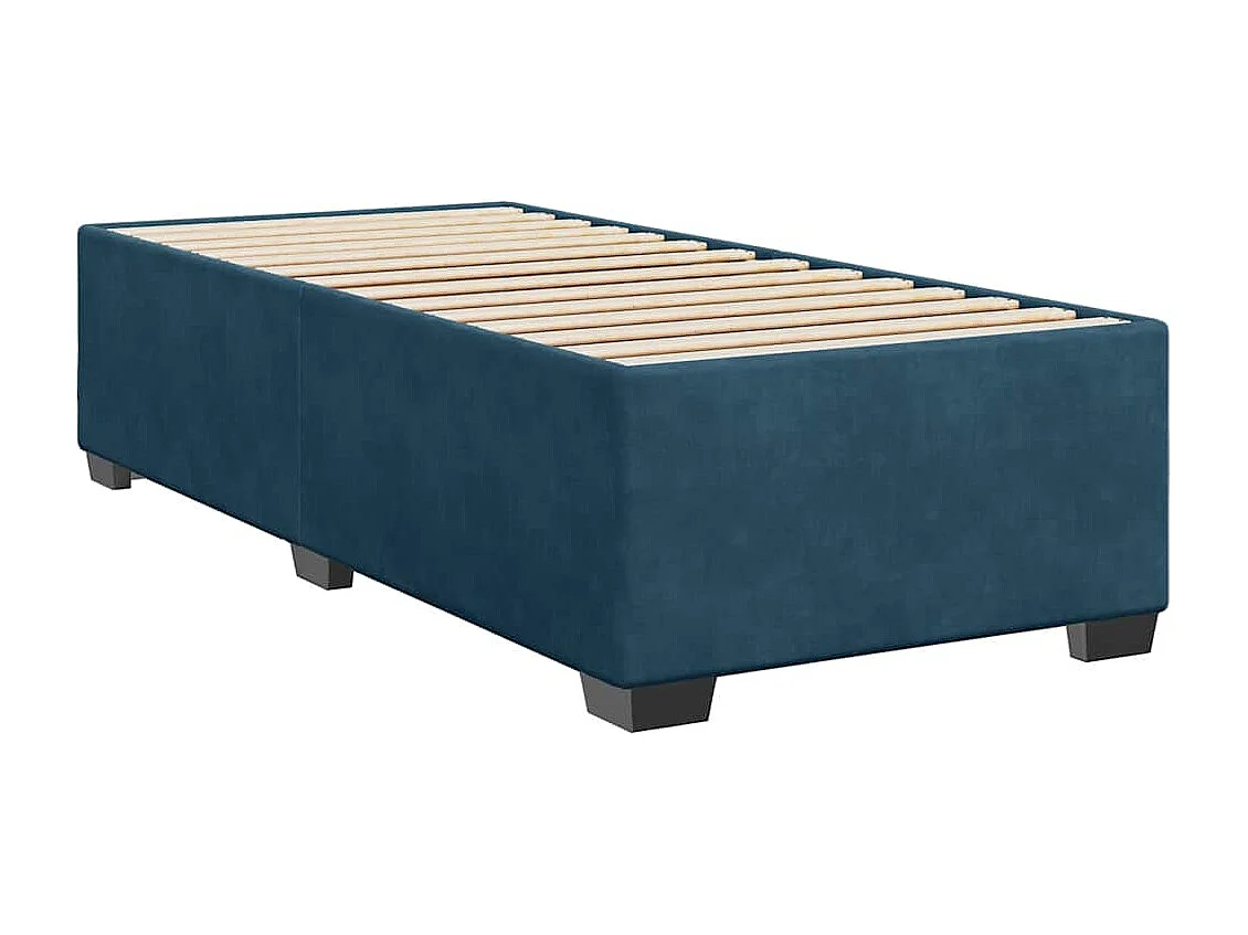 Cama box spring con colchón terciopelo azul oscuro 90x190 cm
