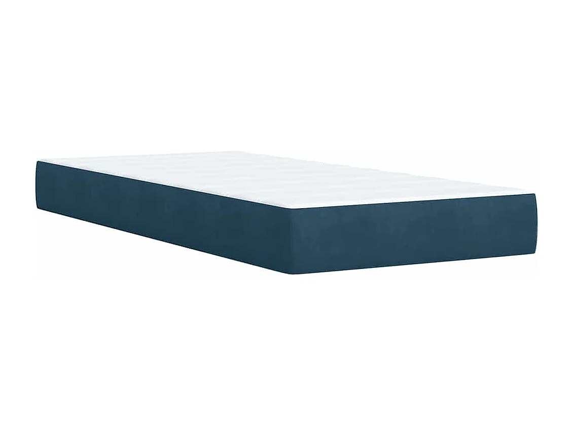Cama box spring con colchón terciopelo azul oscuro 90x190 cm